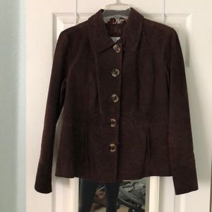 Live a Little Suede 100% Leather dark brown jacket